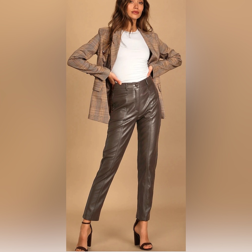 Lulu faux leather chocolate pants